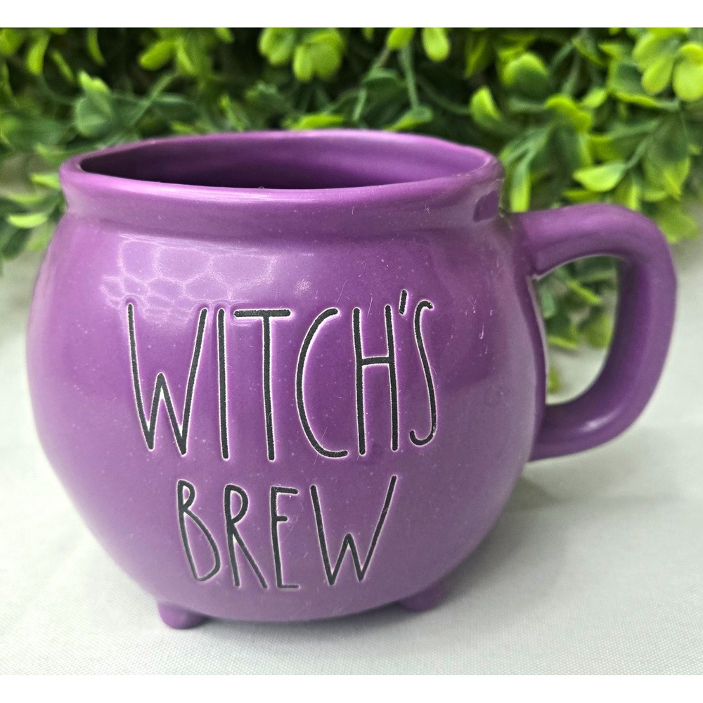 Rae Dunn WITCH'S BREW Purple Cauldron Mug Halloween Spooky Recipe Back